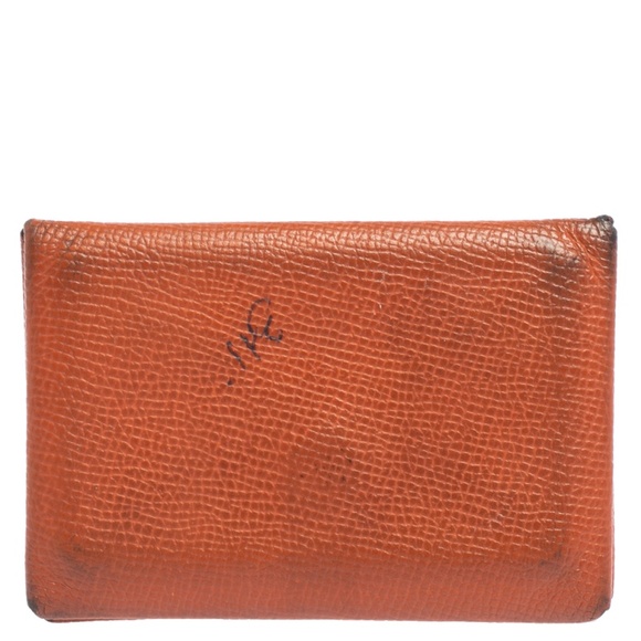 Hermes Handbags - Hermes  Orange Epsom Leather Calvi Card Holder